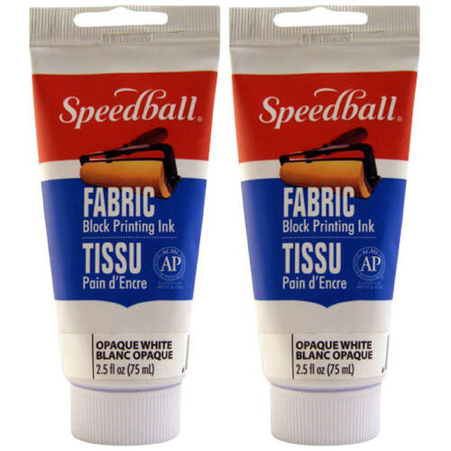 2PK Speedball Water-Washable Oil Fabric Block Printing Ink 75ml Opaque White