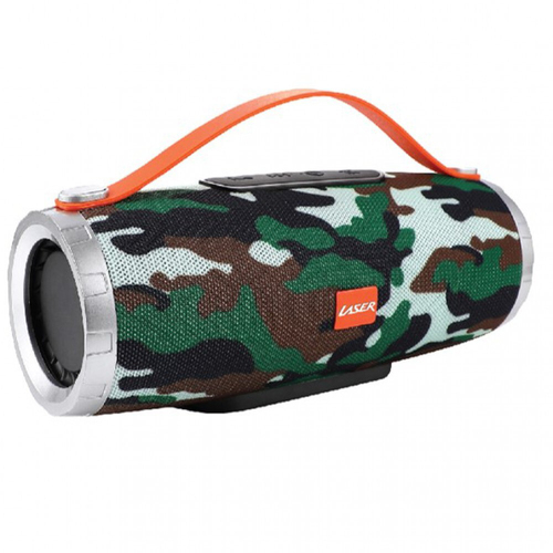 Laser Wireless Bluetooth Tube Party Speaker w/Carry Handle - Camo
