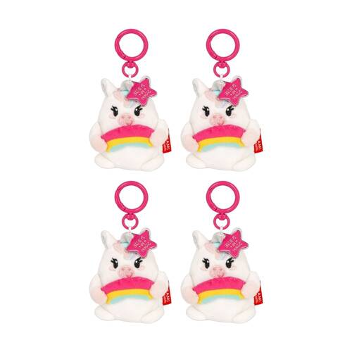 4PK Legami Plush Keyring Unicorn w/Metal Ring Super Soft Kids Bag Charm/Toy 3y+