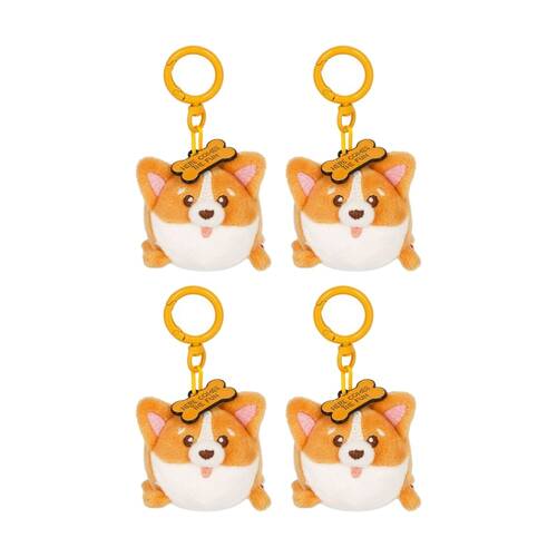 4PK Legami Plush Keyring Corgi w/Metal Ring Super Soft Kids Bag Charm/Toy 3y+