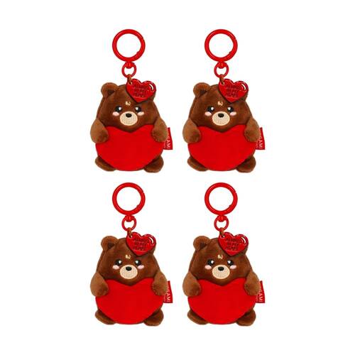 4PK Legami Plush Keyring Teddy w/Metal Ring Super Soft Kids Bag Charm/Toy 3y+