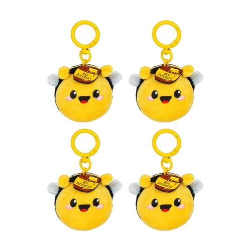 4PK Legami Plush Keyring Bee w/Metal Ring Super Soft Kids Bag Charm/Toy 3y+