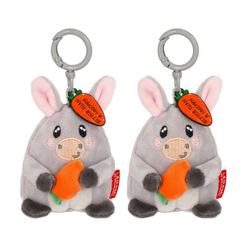 2PK Legami Plush Keyring Donkey w/Metal Ring Super Soft Kids Bag Charm/Toy 3y+