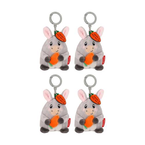4PK Legami Plush Keyring Donkey w/Metal Ring Super Soft Kids Bag Charm/Toy 3y+