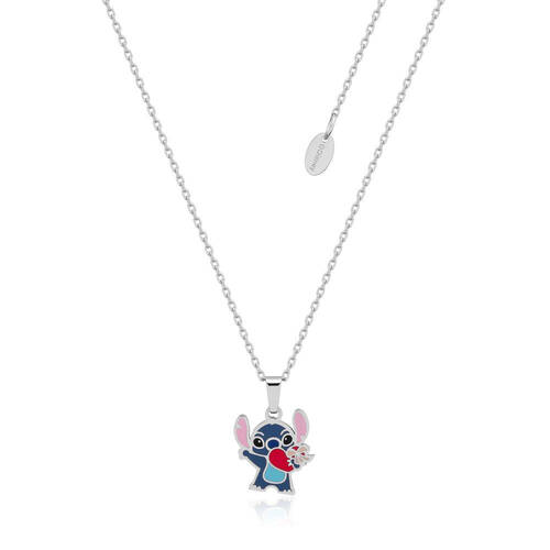 Couture Kingdom Disney Lilo & Stitch Heart Enamel Necklace 47cm - Silver