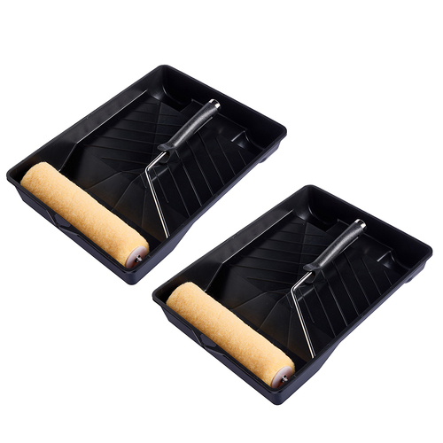 2PK 3pc Supercraft Paint Brush Interior/Exterior Roller Kit 230mm X 9mm 