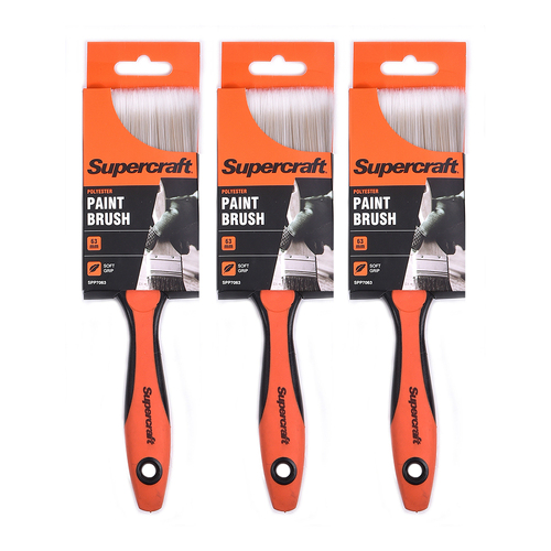 3PK Supercraft House Paint Brush With Soft Grip 63mm Synthetic