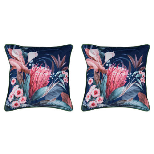 2PK Bianca Balwyn Square Soft Velvet Cushion 43x43cm - Navy 