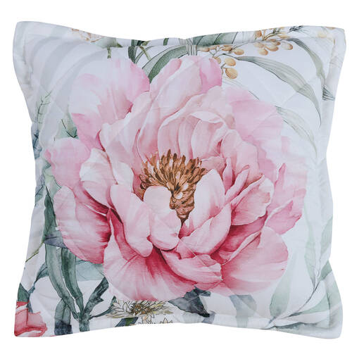 Bianca Coleraine Square Poly Cushion Pillow 43x43cm White Floral
