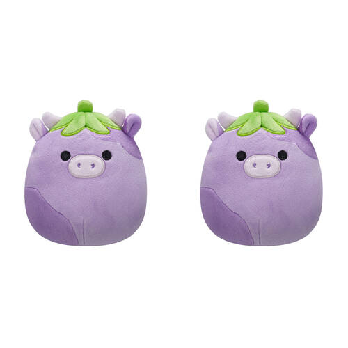 2PK Squishmallows 7.5in Frederick Eggplant Cow Stuffed Animal Kids Plush Toy 3y+
