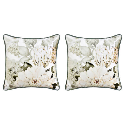 2PK Bianca Giselle Square White Polyester Velvet Cushion Throw Pillow 43x43cm