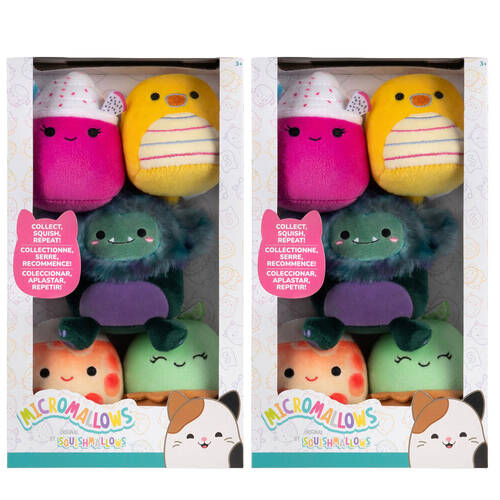 2x 5pc Squishmallows 2.5in Micromallows Kids Soft Plush Stuffed Toy 3y+ Assorted
