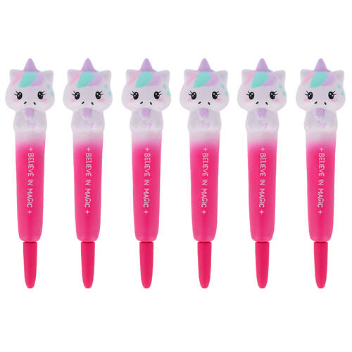 6PK Legami Squishy Gel Pen School/Office Writing Stationery Pink Unicorn