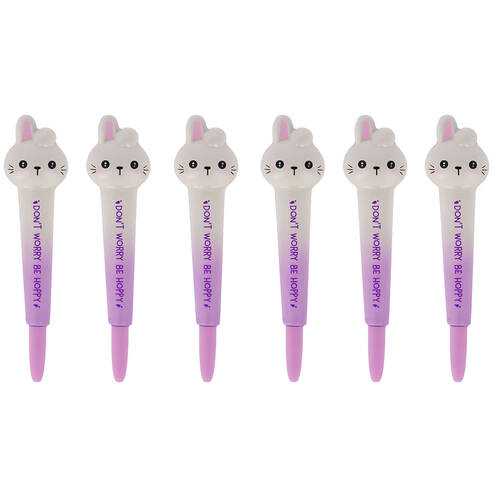 6PK Legami Squishy Gel Pen School/Office Writing Stationery Purple Bunny