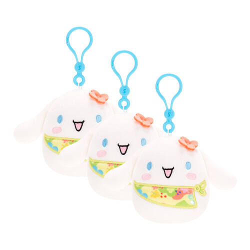 3PK Squishmallows 3.5In Hello Kitty Clip on Kids Soft Plush Toy 3y+ Assorted