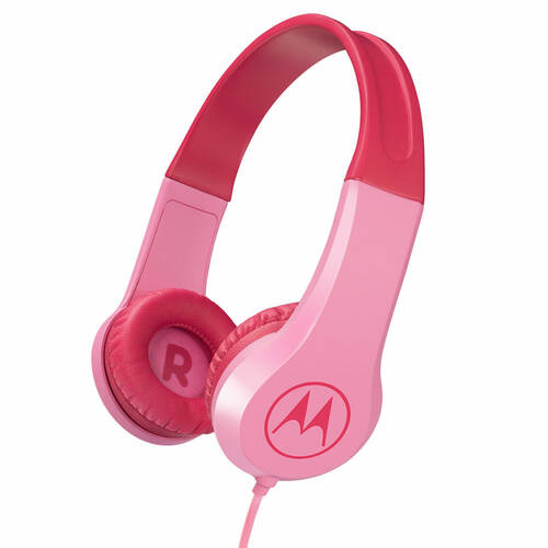Motorola Kids Headphones w/ Mic & 3.5mm Audio Splitter - Pink