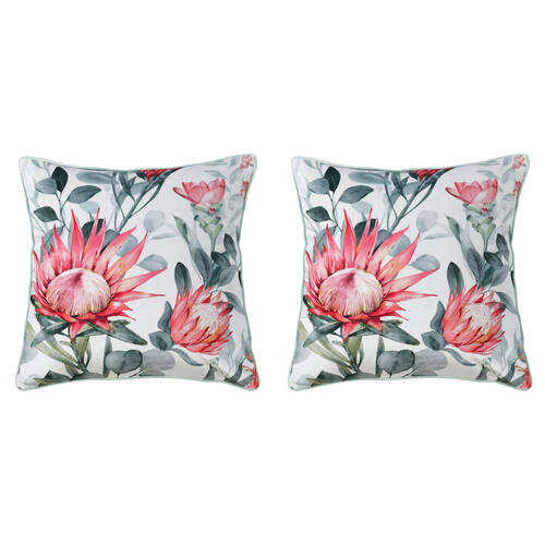 2PK Bianca Wellingrove Square Velvet Cushion Pillow 43x43cm White Floral