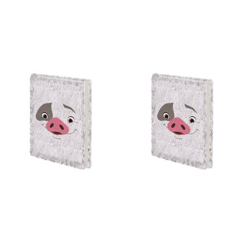 2PK Disney Moana 2 Pua Plush Writing Notebook Grey 22x16.5cm