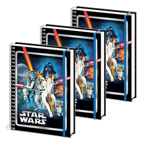 3PK Star Wars Movie Themed A New Hope Retro Style A4 Notebook