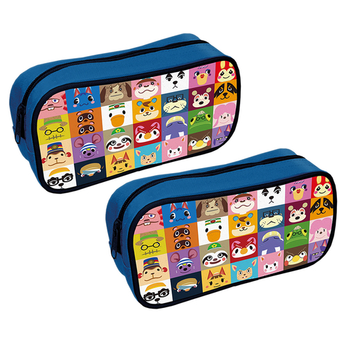 2PK Video Game Animal Crossing Themed Villager Squares Square Pencil Case