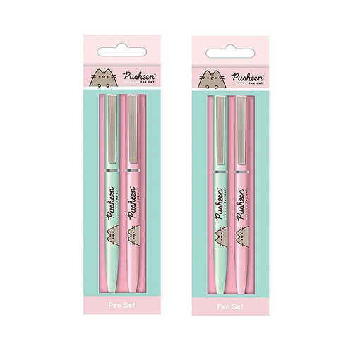 2PK x 2pc Pusheen Themed Botanical Pen School/Office Stationary Writing Set 