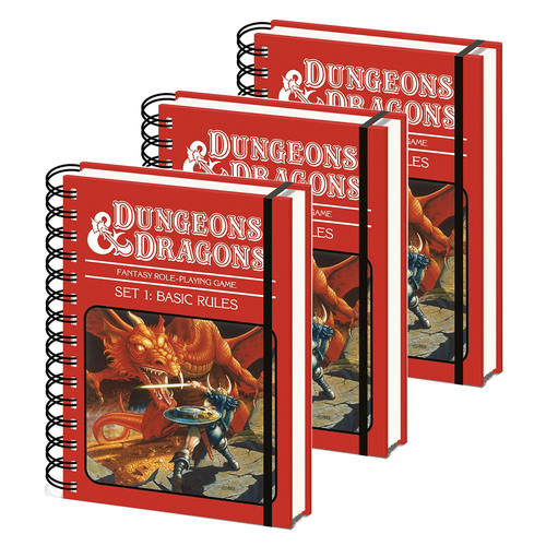 3PK Dungeons & Dragons Basic Rules Multicoloured Themed A5 wiro Notebook