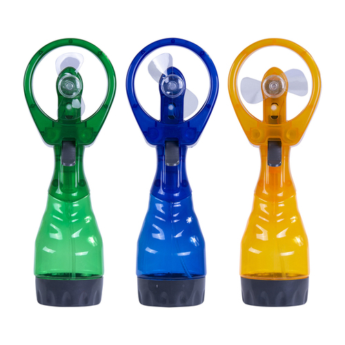 3PK Handheld Water Spray Fan 500ml Battery Operated Assorted