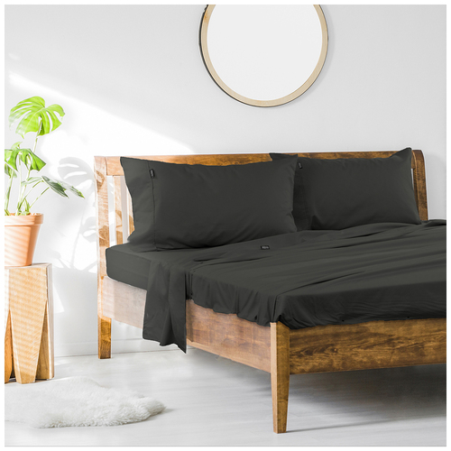 Ardor 1000TC Cotton Rich Single Bed Sheet Set Charcoal