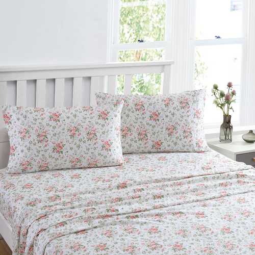 Laura Ashley King Lillian Sheet Set Coral