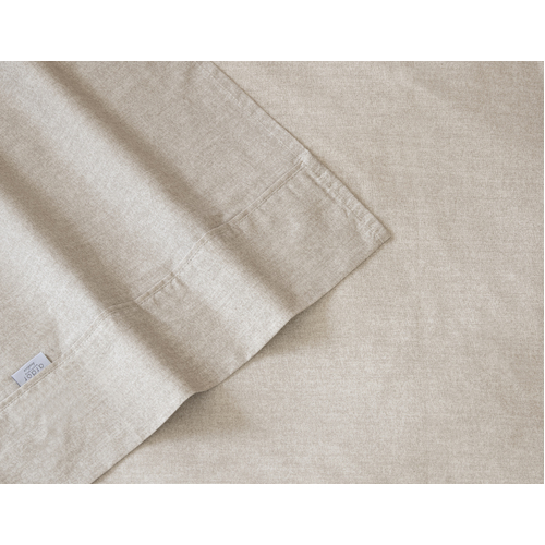 Ardor Boudoir Embre Queen Bed Linen Look Washed Cotton Sheet Set Warm Grey
