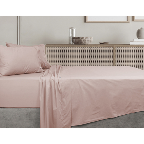 Algodon King Single Bed Fitted Sheet Set 300TC Cotton Blush