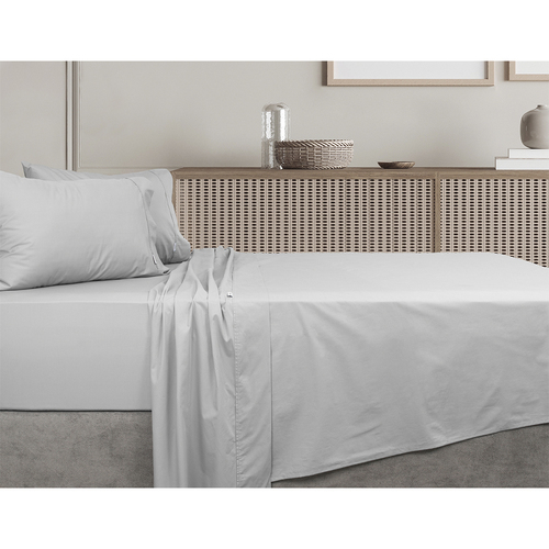 Algodon Queen Bed Fitted Sheet Set 300TC Cotton Silver