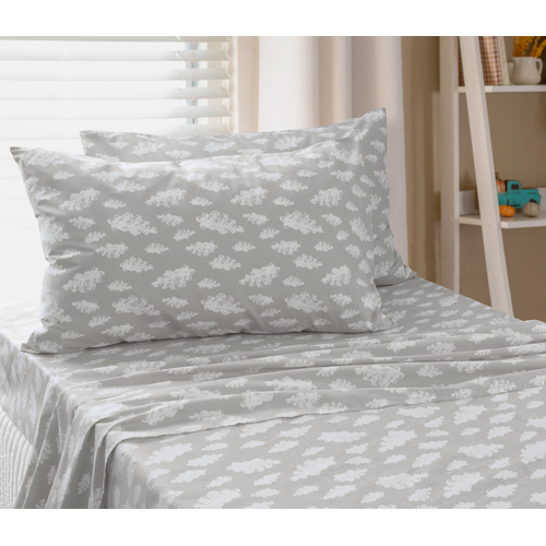 Jelly Bean Kids Clouds Double Bed Sheet Set - Grey