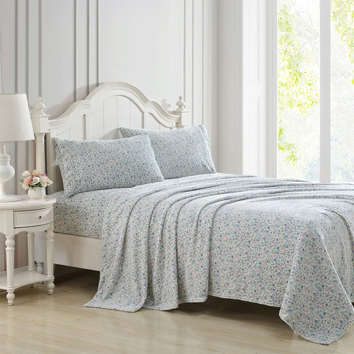 Ardor King Bed Elsie Mink Flannel Fleece Sheet Set Heather