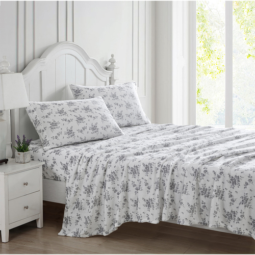 Ardor King Single Bed Sylvia Mink Flannel Fleece Sheet Set Silver