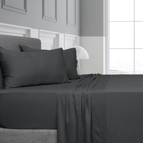 Algodon Single Bed Fitted Sheet w/ Pillowcase Set - Charcoal