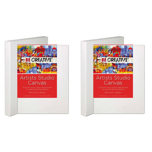 2PK Be Creative Thin Stretched 100% Cotton Art Canvas 24x30in 610 x 762mm