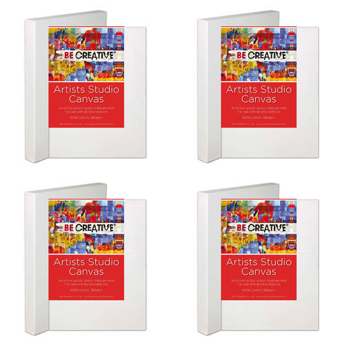 4PK Be Creative Deep Edge Stretched 100% Cotton Canvas 305 x 406mm 12x16in