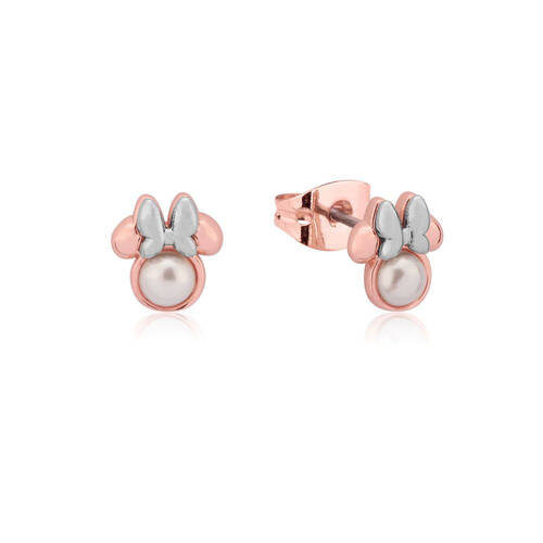 Couture Kingdom Disney Minnie Mouse Pearl Stud Earrings 10mm Rose Gold