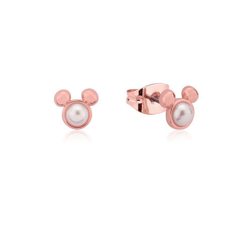 Couture Kingdom Disney Mickey Mouse Pearl Stud Earrings 9mm Rose Gold
