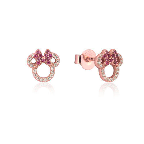 Couture Kingdom Disney Minnie Mouse Red Crystal Stud Earrings 10mm Rose Gold