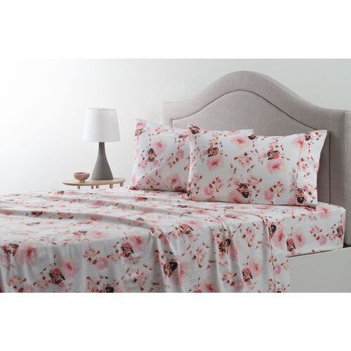 Onkaparinga Queen Bed Cotton Flannelette Sheet Set - Peonies