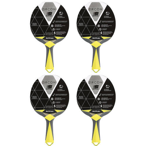 4PK Sunflex Zircon Outdoor Model Table Tennis Bat/Paddle Weatherproof Extra Power