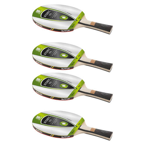 4PK Sunflex Atomic C15 Model Table Tennis Bat/Paddle for Youth 1mm Sponge Pips In