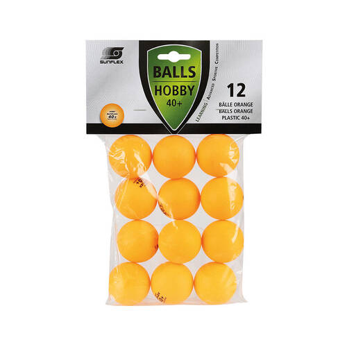 12PK Sunflex Hobby Grade Plastic Table Tennis Balls 40+ Rated General Use Orange
