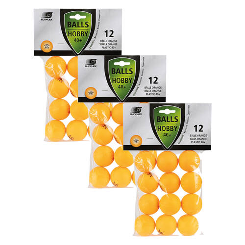 3x 12PK Sunflex Hobby Grade Plastic Table Tennis Balls 40+ Rated General Use Orange