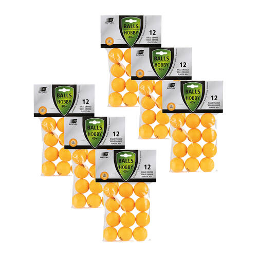 6x 12PK Sunflex Hobby Grade Plastic Table Tennis Balls 40+ Rated General Use Orange
