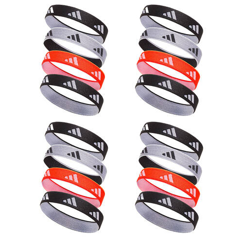 4x 4PK Adidas Hair Ties Durable Lycra/Elastic Everyday Activity & Sport Multicolour