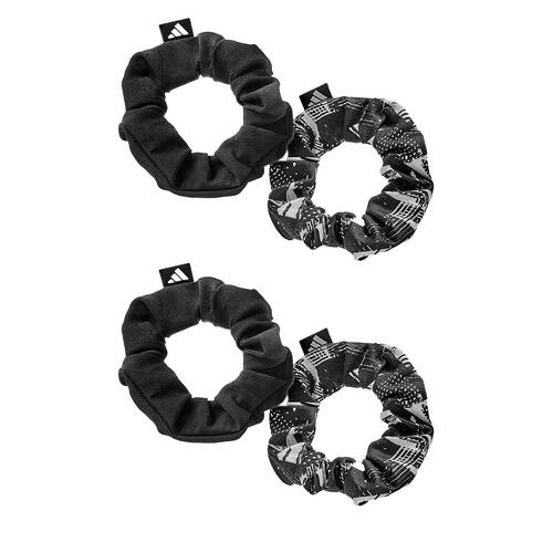 2x 2PK Adidas Hair Scrunchies Premium Hold & Comfort Everyday Activity Sport Black