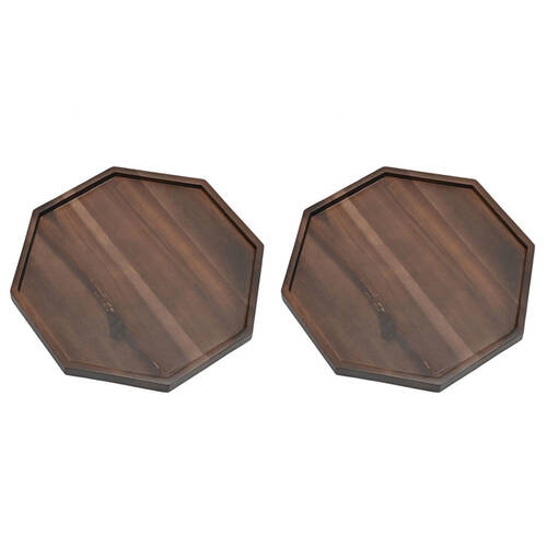 2PK St. Claire Acacia Cctagonal Serving Tray Food Server Wooden 25cm